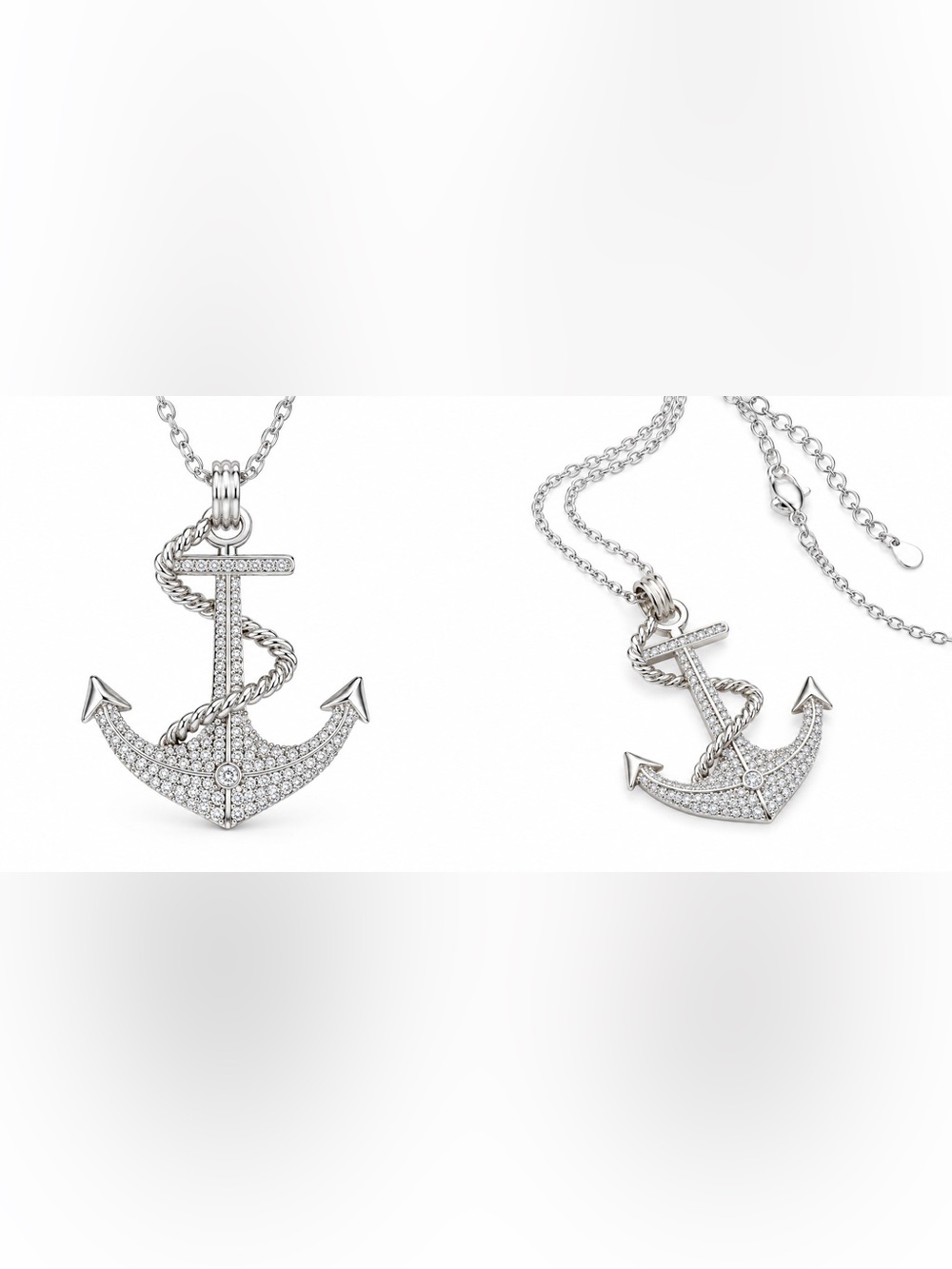 Luxury 2.6 CT Moissanite Diamond Anchor pendant necklace
